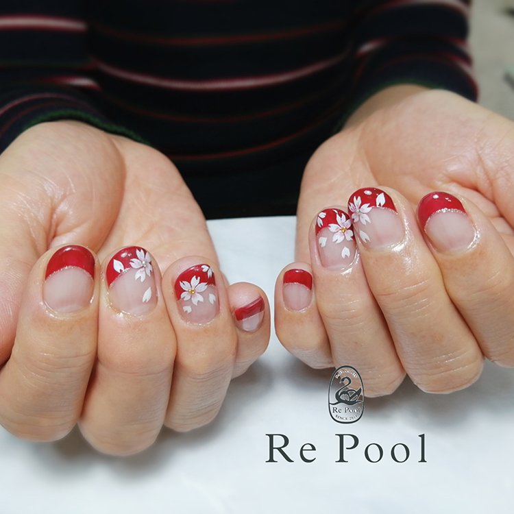 フレンチ桜ネイル ネイルサロンリプール 上野毛 二子玉川より来店