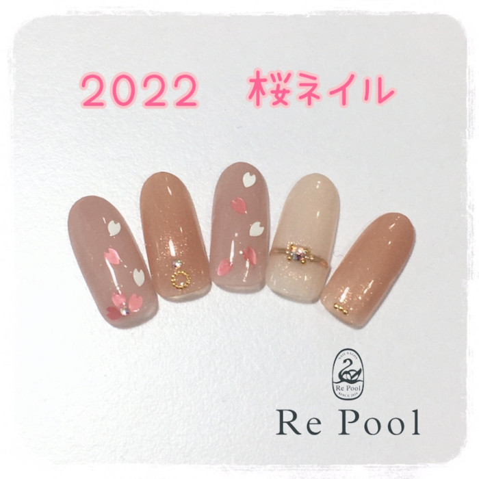 指輪×桜ネイル